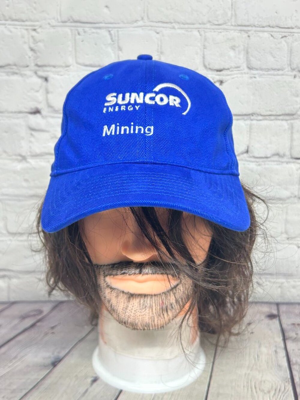 Vintage Suncor Mining Hat Cap Strap Back Blue Embroidered 90s One Size Fits Most